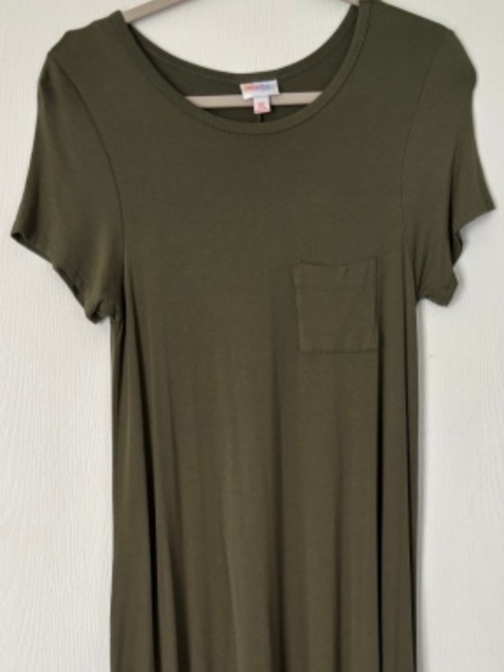 LuLaRoe Carly T-Shirt Dress Olive Green XS